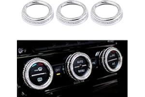 BLINGOOSE für Volkswagen Zubehör VW Tiguan Magotan Passat Arteon CC Glitzer Luft Bedingung Knopf Abdeckung Zink Legierung Kristallstein Silber 3 Stck