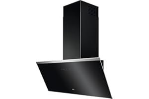 AEG Kopffreie Wand-Dunstabzugshaube, 90 cm, A, Serie 7000 mit Hob2Hood, Abluft & Umluft, Hochleistungsmotor, Intensivstufe, max. 500 m³/h/min, 64 – max. 74 dB(A), Touch-Bedienung, Schwarz, DVE5961HB