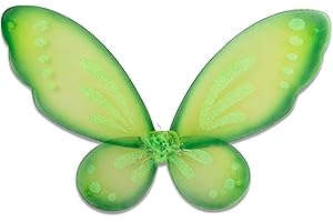 Nenjindz Ailes de Fée Adulte Enfants Déguisement, 1 Pièce Ailes d'Anges Vert Papillon avec Bandoulière Élastique Accessoire de Fête pour Halloween Noël Soirée（58 * 44cm）