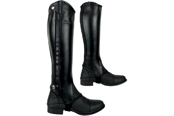 AK Demi-Chaps d'équitation en Cuir Pleine Fleur avec Fermeture éclair latérale véritable élastique pour Un Ajustement Parfait Horse Riding Half Chap AKRS-1977