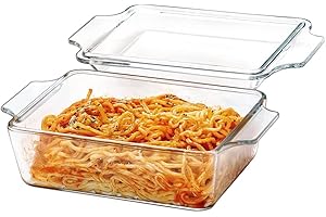 KARADROVA Small Rectangle Casserole Dishes with Lid, 1L Individual Lasagne Dishes, 17x14.5x6cm, Oven Proof, Microwavable