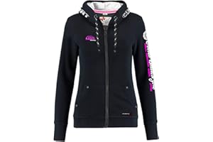 M.Conte Felpa da donna con cappuccio, taglia S, M, L, XL, bianco, blu marino, grigio mélange, nero e rosa, con cappuccio