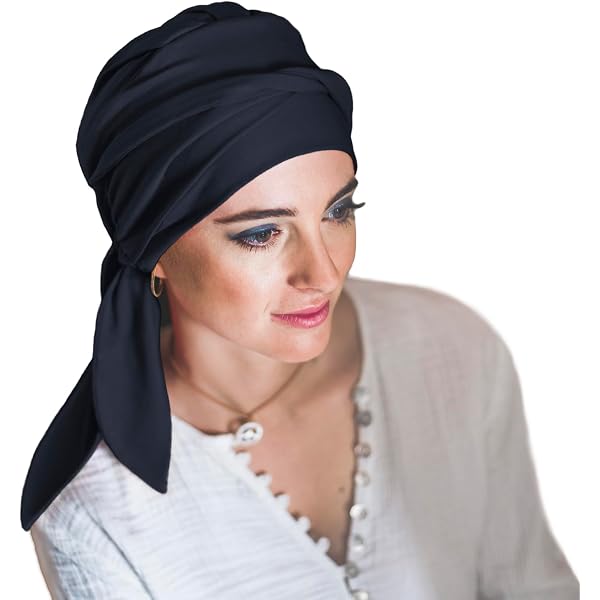 Turban Oncologique En Coton Carebell - Confort Navy Paisley - Pour Chimiothérapie Ou Alopécie
