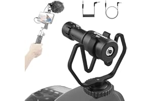 Moman Compact Video Microphone, MA1 Cardioid Condenser On-Camera Mic with Shock Mount Compatible with Smartphone Laptop DSLR, Directional Microphones with 3.5mm Jack