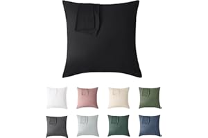 Jellymoni Kissenbezug 50x50 Baumwolle 2er Set Kissenbezüge Schwarz Oeko-Tex aus 100% Gewaschene Baumwolle Kopfkissenbezug mit Verstecktem Reißverschluss Weich 2 Stück Kissenhülle für Kissen 50x50cm