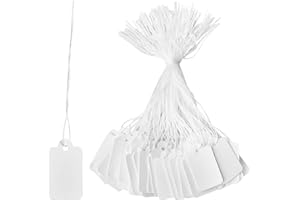 Vesaneae 100 Stück Weiße Preisschilder, Geschenkanhänger, Preisetiketten, Schmuck Display Etiketten, Beschreibbares Papier Preisschild, Hängeetiketten mit Schnur für Flohmarkt, Schmuck, Kleidung