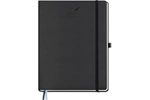 BEZEND Agenda 2025 A4 Couverture Rigide en Cuir PU 21,5 x 28,5 cm Agenda Semainier Vertical avec 100 GSM Papier Certifié | Planner 2025 avec Onglet Mensuel - Noir