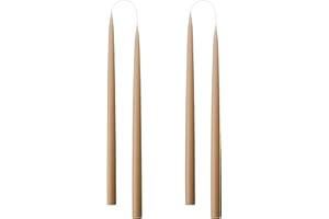 Kunstindustrien® Tapered Candles, Made in Denmark, 42 Colours Available, Dripless & Smokeless Dinner Candles, Solid Candles Long Burning 15 Hours, Unscented Candle Gift Set, 4pcs. 2.2 x 35cm (Nougat)