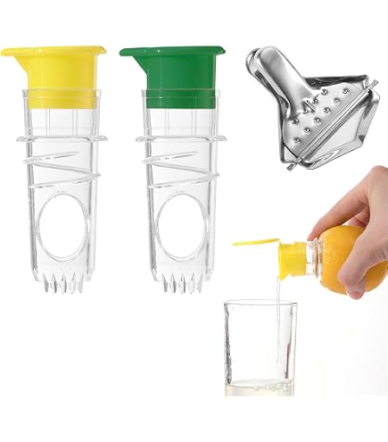 Presse-agrumes Manuel 2 Pièces - Pour Citron, Orange, Clémentine - Double Engrenage, Avec Bec Verseur - Compact Jaune/vert