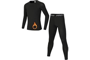 Dtone Kids Base Layer Set Boys Football Skins Athletic Thermal Long Sleeve Top and Leggings for Sport Ski