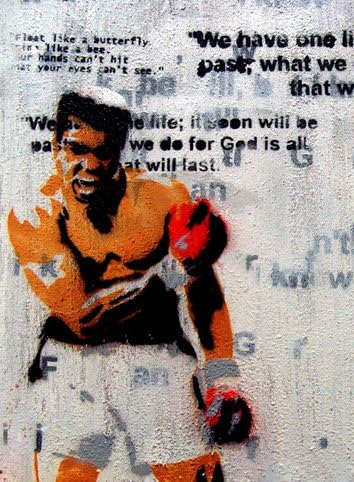 imagenation Mohammed Ali Graffiti - Framed 100% Cotton Canvas Print - Ready To Hang : Size - 50CM X 70CM X 5CM DEPTH / 20" X 28" X 2"
