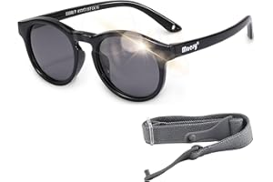 Maesy Gafas de Sol para Bebé y Niño, 1-3 Años, Protección Polarizada UV400, Montura Flexible y Blanda, Cinta Elástica Ajustable, Gafas de Sol Seguras y Cómodas para Niños, Bowi