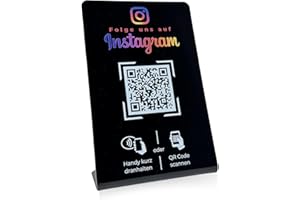 NEXIT Aufsteller/Schild für Instagram mit QR-Code und NFC (16,5 x 10,5cm) - schwarz