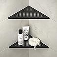 Bernkot Corner Shower Shelves, 10" Matte Black 304 Stainless Steel Recessed Shelf for Bathroom, Grout in Shelf for Tiled Wall 2 Pack, No Drilling Needed