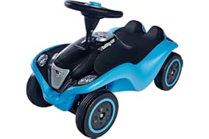 BIG-Bobby-Car NEXT - Deluxe Variante, Kinderfahrzeug mit LED-Front Scheinwerfer, Flüsterreifen und weichem Sitz, belastbar bis zu 50 kg, Rutschfahrzeug für Kinder ab 1 Jahr, Blau