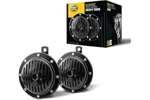 HELLA Signal Horn - HEAVY DUTY HORN DL50 SET - 12V - 114dB(A) - Frequency Range: 310/380Hz - Low Tone/High Tone - Electric - Flat Plug-in Connector - Quantity: 2 - 3CB 004 811-042