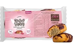 No Guilt Bakes Keto Cake Bites (Raspberry Bakewell Swirl, 10 Cakes) - Gluten Free & No Sugar Added, Healthy Diabetic, Dessert, Keto Diet Snack - Packaging May Vary