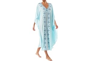 L-Peach Femmes Broderie Caftan Surdimensionné Bohomian Kimono Vêtements de Nuit Biniki Couverture Ups Sarong Paréo