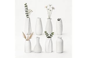 8 små vaser dekorationsset 15 cm vit keramisk vas matt boho skandinavisk dekoration för pampasgräs torkade blommor vardagsrum