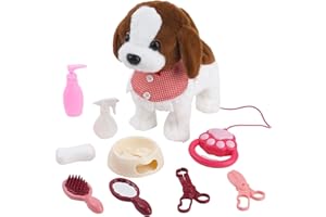 Arkyomi Juguete Interactivo para Bebé Electrónico Perro Mascota Ladra y Anda Simulación Peluche Cachorro Pet Niñas y Niños de 2 3 4 5 años marrón
