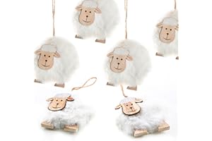 Logbuch-Verlag 6 weiße Schafe Figur Anhänger Ostern Osteranhänger Osterlamm Holzanhänger Deko 11 cm