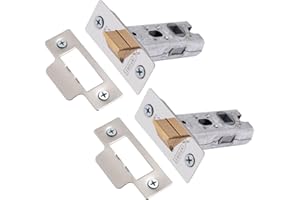 XFORT Tubular Latch, Polished Chrome, Tubular Door Latch for Internal Wooden Doors, (2 Pack, 65mm).