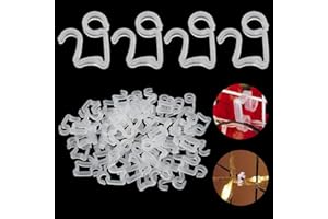 SPTwj 100 ganchos para canalón, mini soporte de alambre de plástico, para exteriores, luces de Navidad, ganchos para colgar Navidad, cumpleaños, aniversario, decoración, color blanco