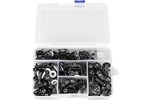 TOMOTATO 177 Piezas Kit de Tornillos de Carenado de Motocicleta, Tornillos de Parabrisas de Motocicleta M5 M6, Clips de Tuercas de Pernos de Carenado de Arandela para la Mayoría de Motocicletas(Negro)