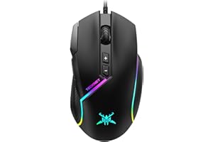 TECKNET Kabelgebundene Gaming Maus, Treibereinstellung 6 Stufen (12800-1200) DPI Mouse mit optischem Sensor, 13 RGB-Lichter, 8 Programmierbare Tasten, Mäuse Mit Feuertaste, Gaming Mouse Für PC/Laptop