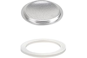 MoSundi Joints d'étanchéité de rechange en silicone avec filtre pour cafetière expresso à moka, plusieurs tailles disponibles pour cafetière de cuisinière de 1/2/3/6/9/12 tasses (9 tasses + tamis )