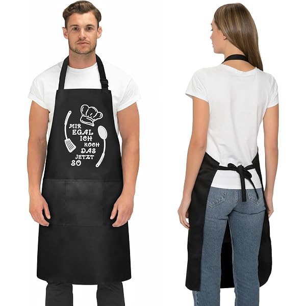Wasserdichte Kochschürze – Verstellbar, Mit 2 Taschen, Für Grillen, Küche, Malen (84x68cm)