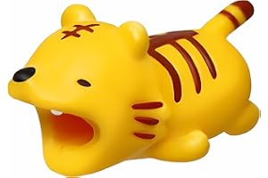 Suneast 2 Pcs Cute câble Animal Bite câble USB Cord Saver Protector Empêche la Rupture Support pour iPhone iPad téléphone Portable Accessoire de Protège - Tigre