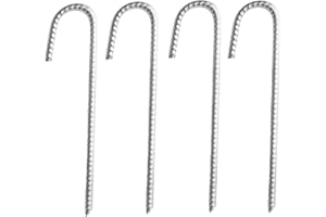 HONGCI 4 * 30cm in Acciaio Zincato Resistente Pali per Cemento Armato A J Ganci,Ancoraggi Picchetti da Giardino per Tendoni, Gazebo, Castelli, Trampolino, Rimbalzante, Campeggio, Reti da Calcio