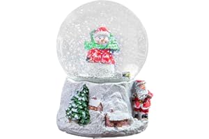 The Christmas Workshop 84410 Musical Snow Globe/Snowman Festive Decoration/Wind Up & Play / 11cm x 10cm x 15cm