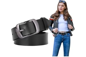 SUOSDEY Fashion Womens Leather Belts for Jeans Pants with Metal Pin Buckle Ladies Retro Vintage Leather Waist Belt