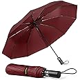 TechRise Windproof Travel Umbrella: Automatic Compact Strong Wind Resistant Folding Portable Black Umbrella for Men & Women