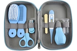 Baby groomingkit, babyvårdsartiklar, vårdsaker, tillbehörsset, 8 st hälsa bärbart kit, säkerhetsskärare spik för nyfödda, spädbarn småbarn (blå) ..
