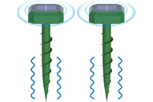 HULAXILOTI Lot de 2 répulsifs solaires anti-taupes à ultrasons avec 3 modes de dissuasion - Convient pour repousser les taupes et autres rongeurs dans les jardins, les pelouses (carré)
