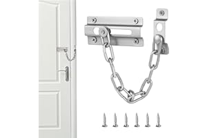 LIAMGUS Door Chain Internal Door Lock, nternal Door Restrictor, Door Guard Limiter Chrome Plated Slide, Door Safety Latch, for Hotel Home Living Motel Apartment Bedroom (Silver)