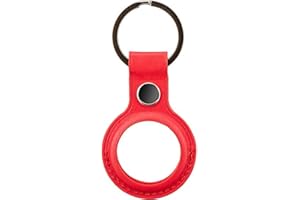 ZAID Leather AirTag Keyring Case For Apple Airtag Holder Protective Leather Case Tracker Cover with Holder Airtag Key Ring Compatible with Apple New AirTag Dog Collar (red)