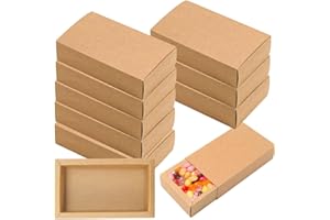 LANSKYLAN 18 PCS Cajas de Cartón para Regalos, 15 * 8 * 4cm Caja de Cartón Papel Kraft, Cajas de Regalo Rectangulares, Cajitas para Regalos Plegables para Bodas, Fiestas de Cumpleaños (Marrón)