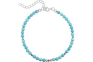 Unique Gems Cavigliera in filigrana con pietre preziose a scelta libera catena di perle sfaccettate, diametro 4 mm, 22 cm + 4 cm