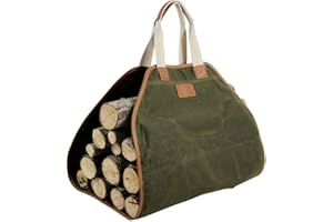 INNO STAGE Canvas-Tasche, langlebig, Holz, Tasche und Zubehör für Kamin, Ofen, extra groß, Brennholz mit Griffen für Camping Englisch grün