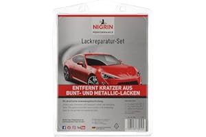 ‎NIGRIN NIGRIN Performance Lackreparatur-Set, Kratzer Entferner, 1x Repair-Politur, 1x Finnish-Politur, 4x Profi –Schleifpapier, für leichte, mittlere und schwere Kratzer im Autolack