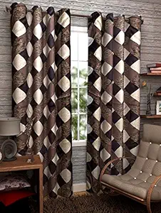 Homefab India 2 Piece Eyelet Polyester Door Curtains - 7ft, Brown