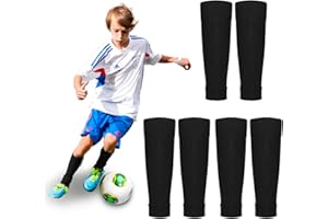 SYEYCW 3 Paar Kinder Fußball Stutzen, Schwarz Atmungsaktiv Schienbeinschoner Socken, Tubes Sportsocken, Elastische Fußballsocken Stutze, Stulpen Kinder Fußball Stutzen, für Fußballspiele Anfänger