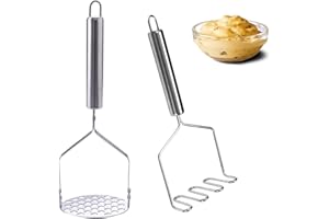 Amfrpar 2er Set Kartoffelstampfer Edelstahl Kartoffel Stampfer Küche Potato Masher Gemüsestampfer Kartoffelpresse Lebensmittelstampfer für Kartoffelbrei Gemüse und Früchte