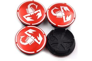 DADYM 4 Tappi Coprimozzo per Fiat Abarth Marea Punto 500 50mm Fregi Cerchi in Lega Coprimozzo Copertura Centrale Della Ruota per Cerchioni Copertura Antipolvere,Red