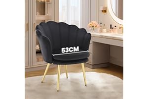 Bosmiller Schminktisch Stuhl aus Samt，Schreibtischstuhl mit Blütenblätter Rückenlehne，Bürostuhl 200 kg mit Doppelten Sitzkissen，Esszimmerstühle für Schlafzimmer/Esszimmer