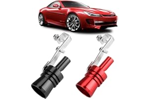 HUTHUHNHN 2 unidades de tubo de escape con sonido de aluminio, silenciador de sonido turbo para todos los modelos de vehículos (rojo y negro, XL)